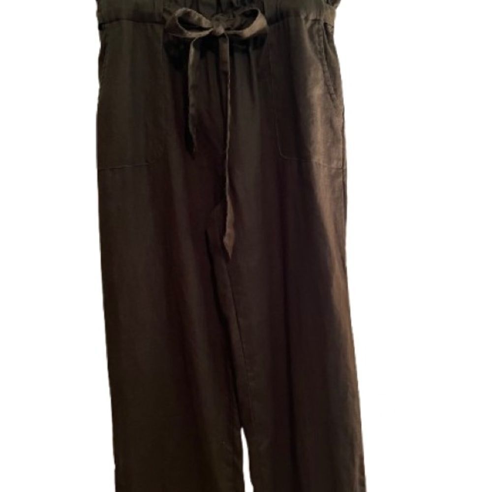 For Cynthia Olive Green Linen Capris